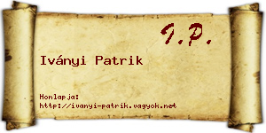 Iványi Patrik névjegykártya